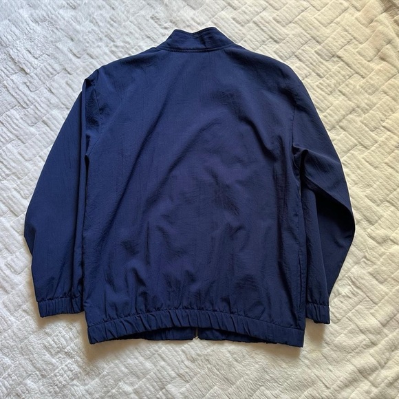 Vintage 1990s Navy Windbreaker Bomber Jacket with Red Chevron & Gold Stars L - Picture 5 of 6